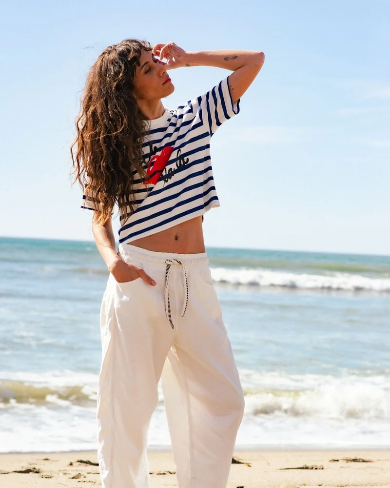 Gestreiftes Cropped Boxy-Fit T-Shirt Non Cuff