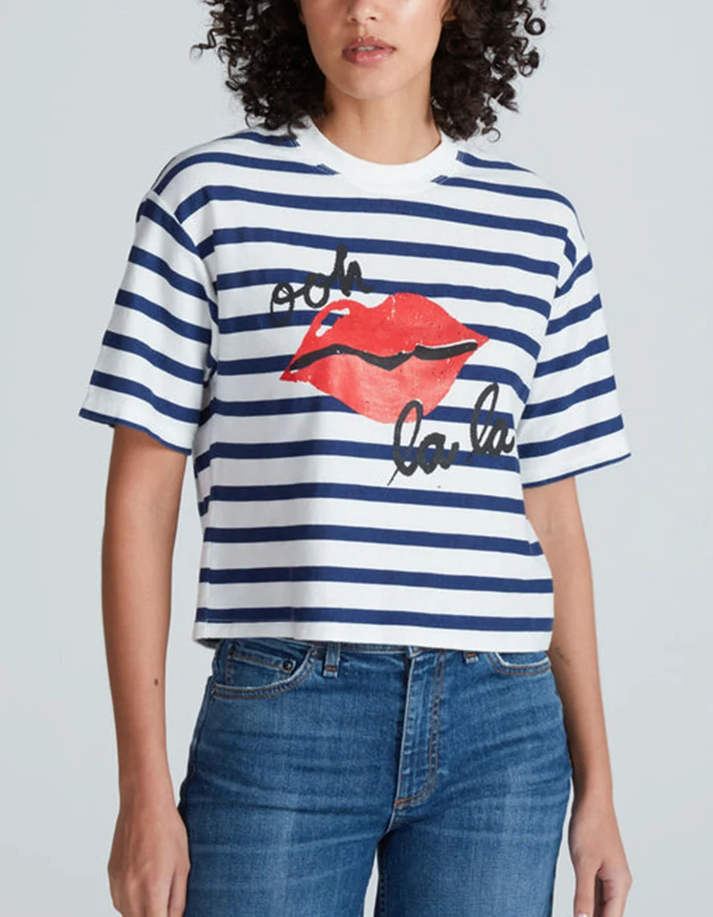 Gestreiftes Cropped Boxy-Fit T-Shirt Non Cuff