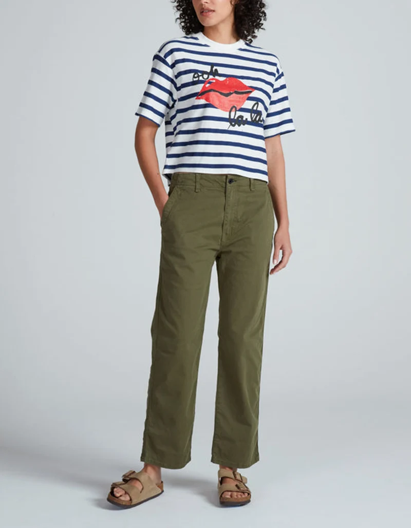 Gestreiftes Cropped Boxy-Fit T-Shirt Non Cuff