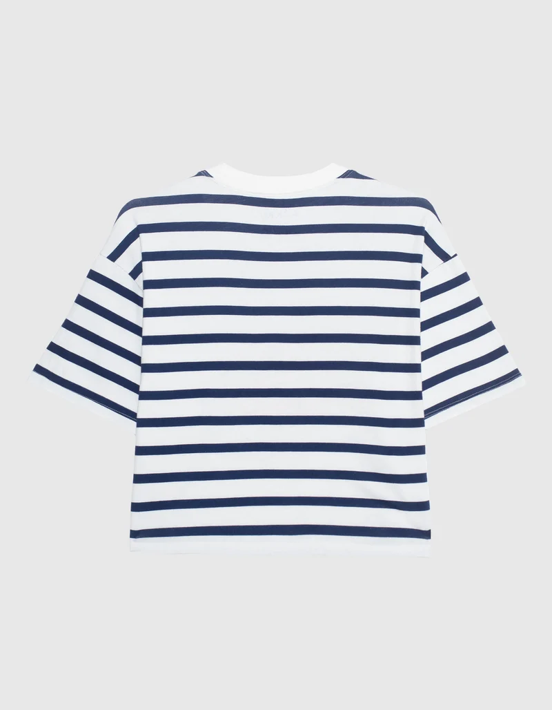 Gestreiftes Cropped Boxy-Fit T-Shirt Non Cuff
