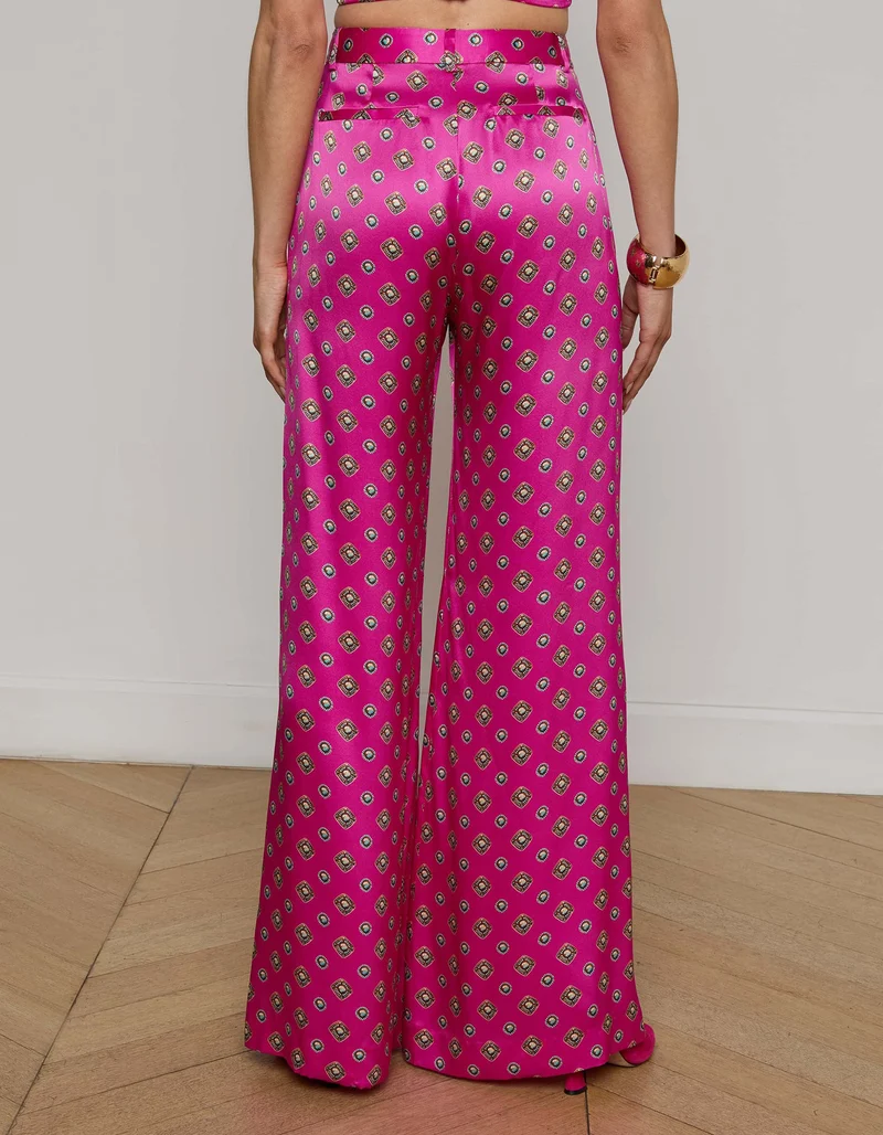 Gemusterte Seiden Wide-Leg Hose Pilar
