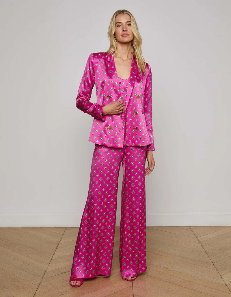 Gemusterte Seiden Wide-Leg Hose Pilar