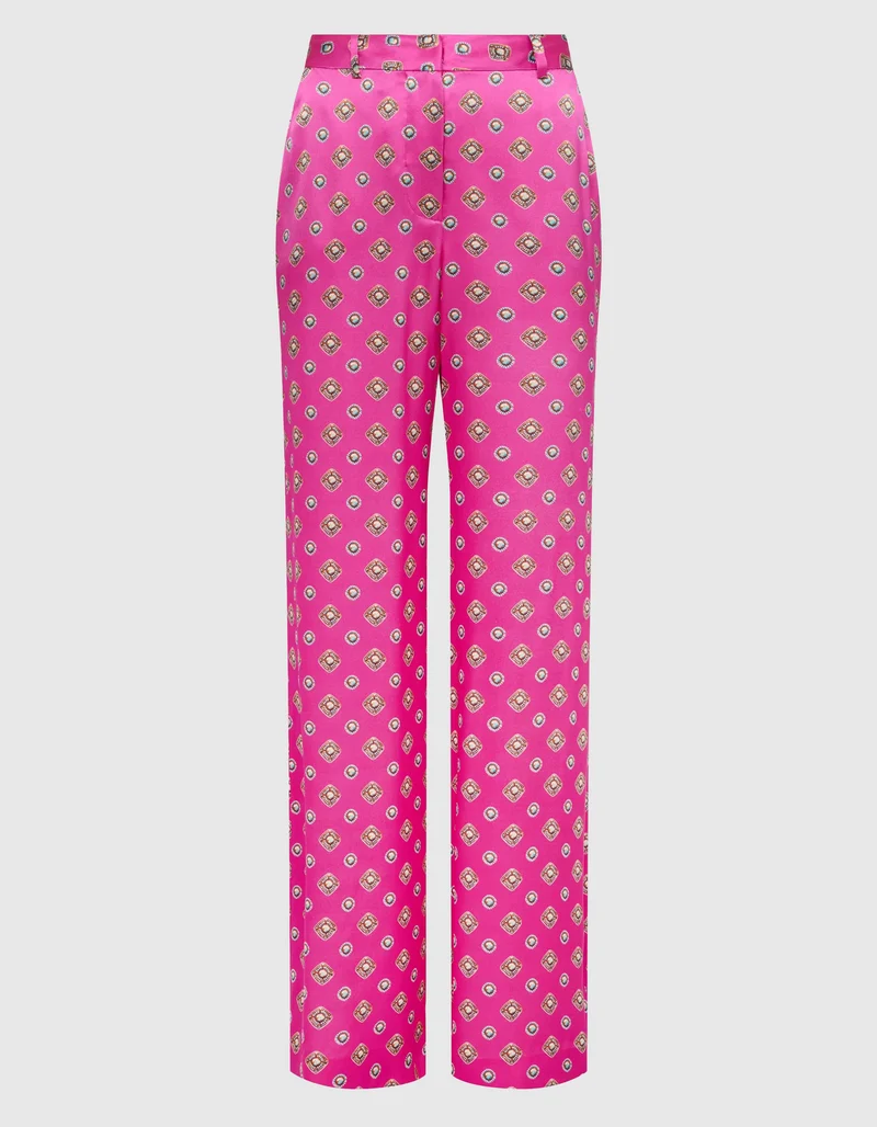 Gemusterte Seiden Wide-Leg Hose Pilar