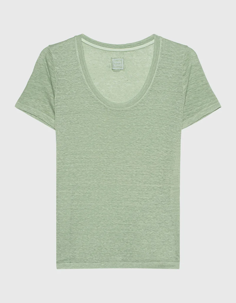 Leinen-T-Shirt mit Rundhalsausschnitt