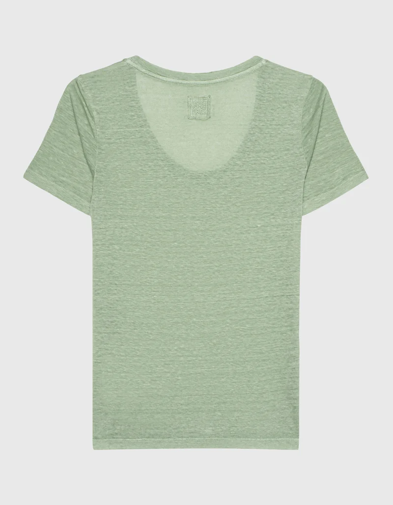 Leinen-T-Shirt mit Rundhalsausschnitt