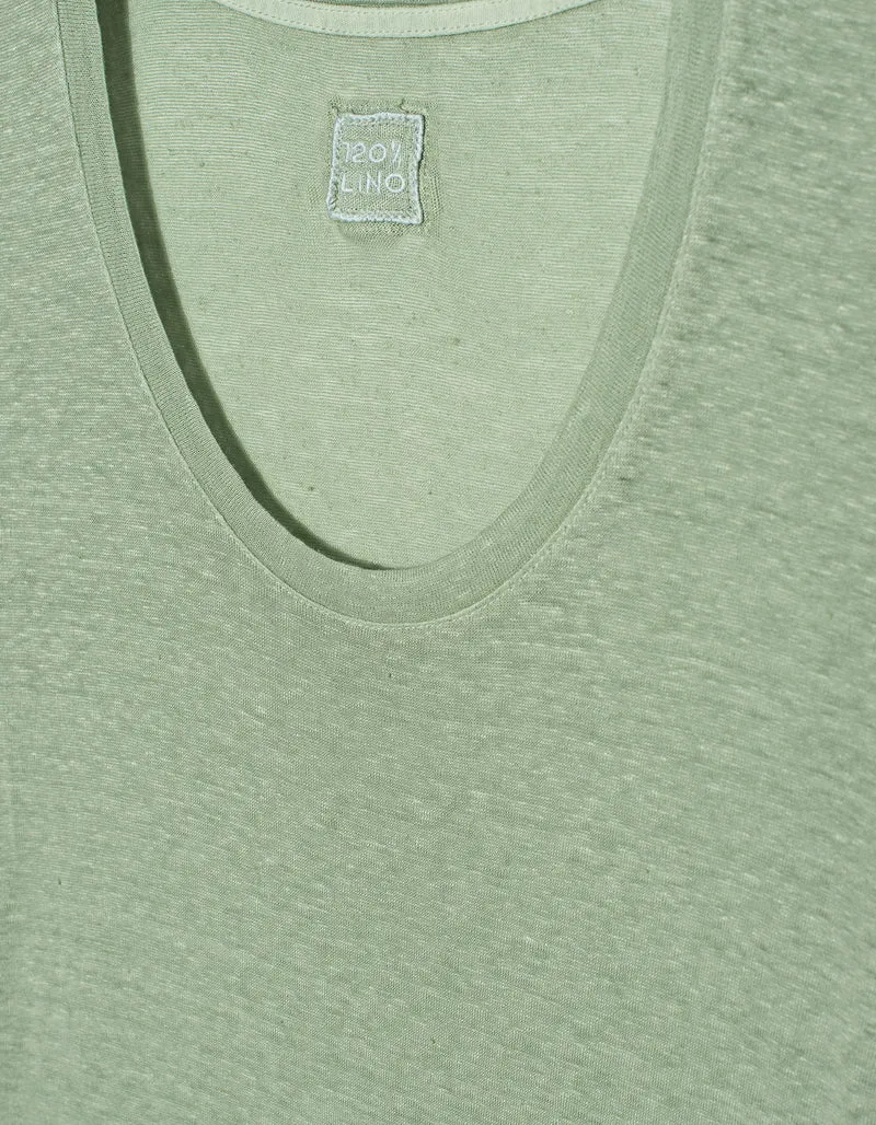 Leinen-T-Shirt mit Rundhalsausschnitt