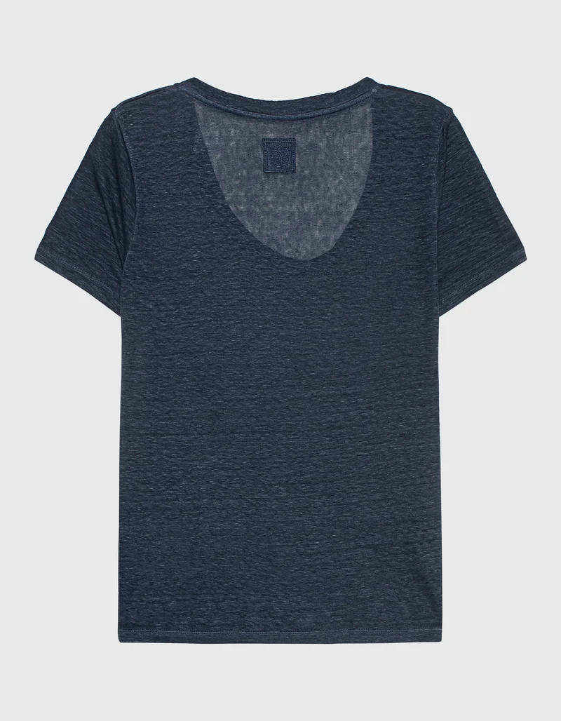 Leinen-T-Shirt mit Rundhalsausschnitt