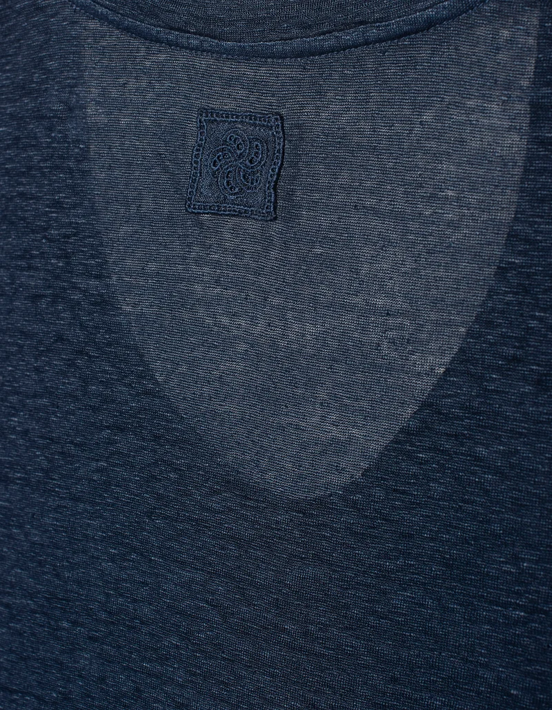 Leinen-T-Shirt mit Rundhalsausschnitt