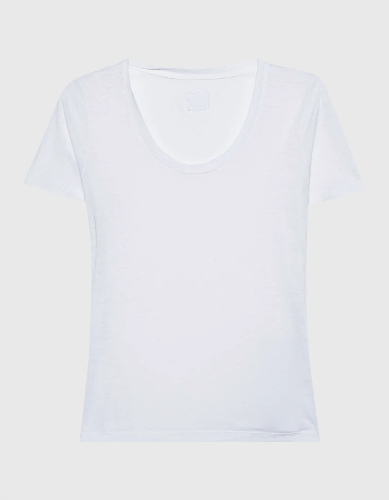 Leinen-T-Shirt mit Rundhalsausschnitt