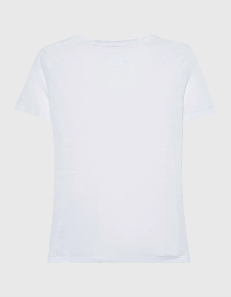 Leinen-T-Shirt mit Rundhalsausschnitt