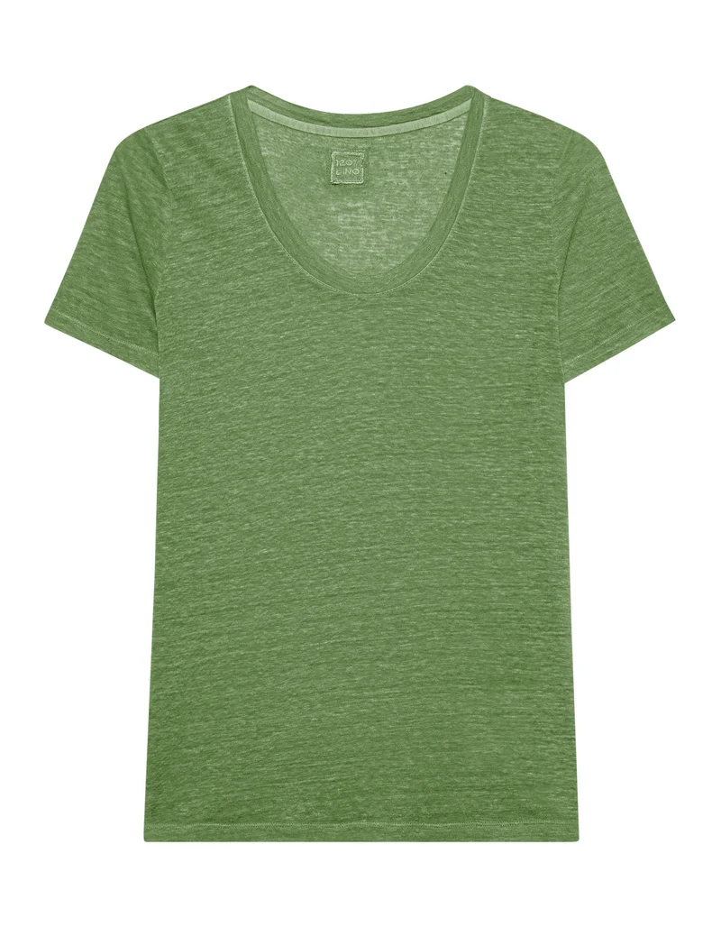 Leinen-T-Shirt mit Rundhalsausschnitt