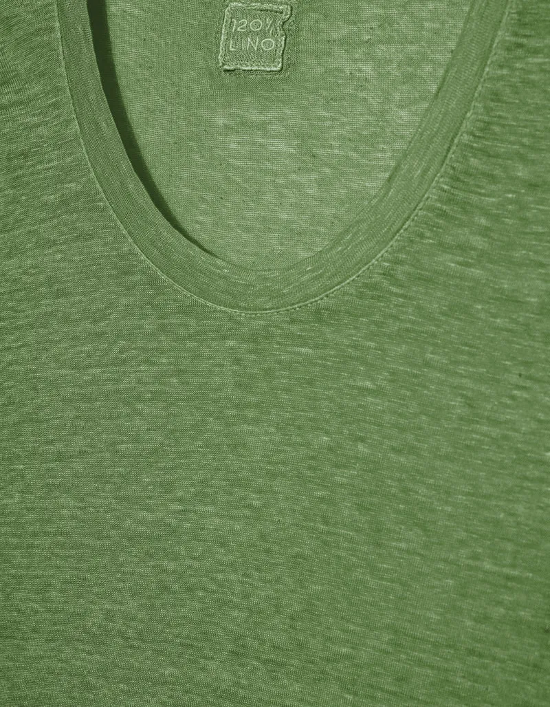 Leinen-T-Shirt mit Rundhalsausschnitt