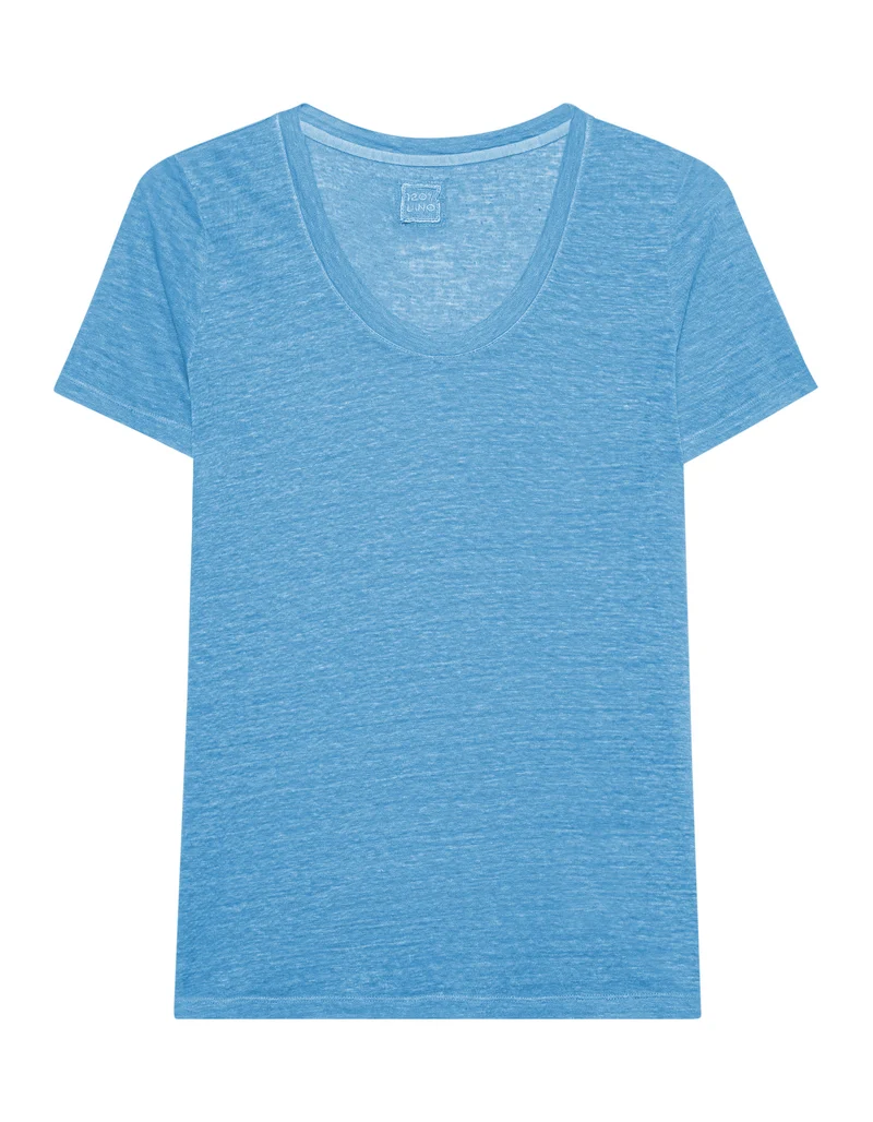 Leinen-T-Shirt mit Rundhalsausschnitt