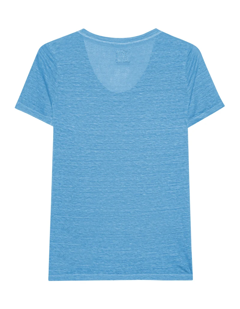 Leinen-T-Shirt mit Rundhalsausschnitt