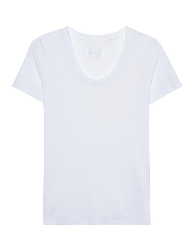 Leinen-T-Shirt mit Rundhalsausschnitt