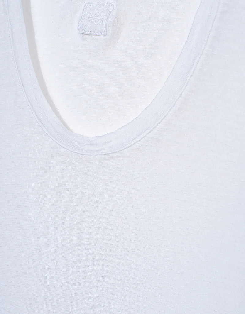 Leinen-T-Shirt mit Rundhalsausschnitt