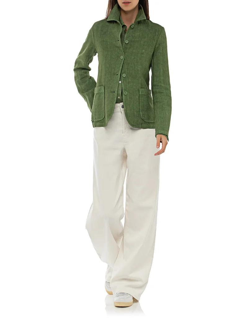 Leinen-Blazer mit Eingrifftaschen
