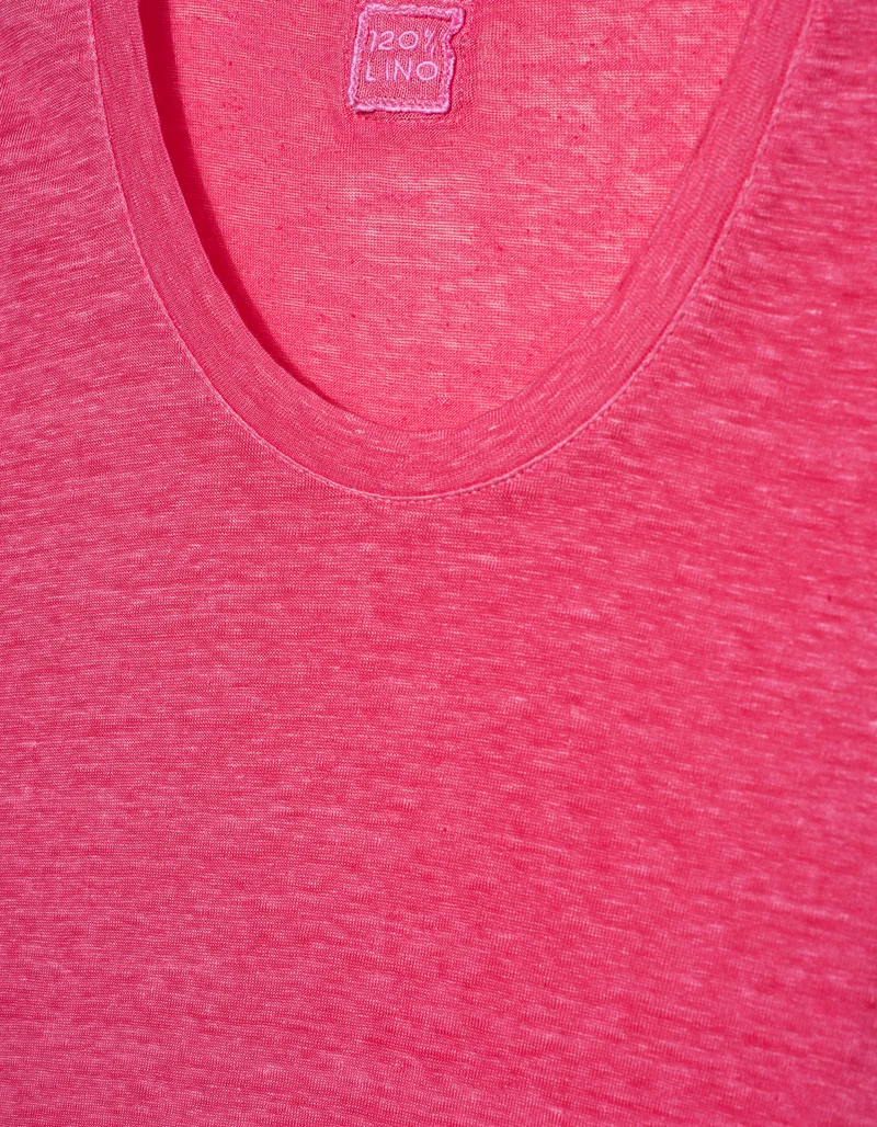 Leinen-T-Shirt mit Rundhalsausschnitt