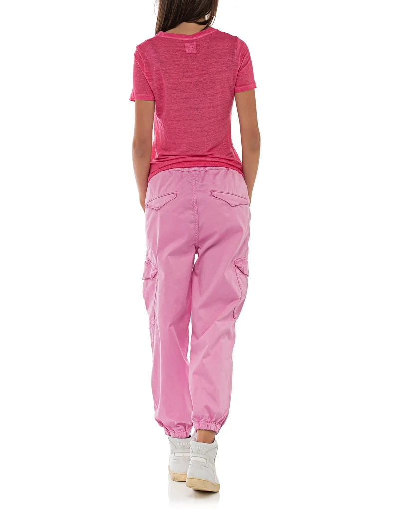 Leinen-T-Shirt mit Rundhalsausschnitt