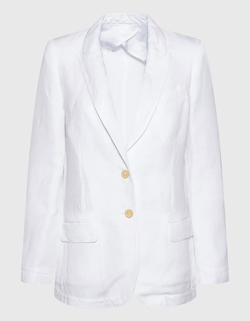 Leinen-Mix Blazer mit Schulterpolstern