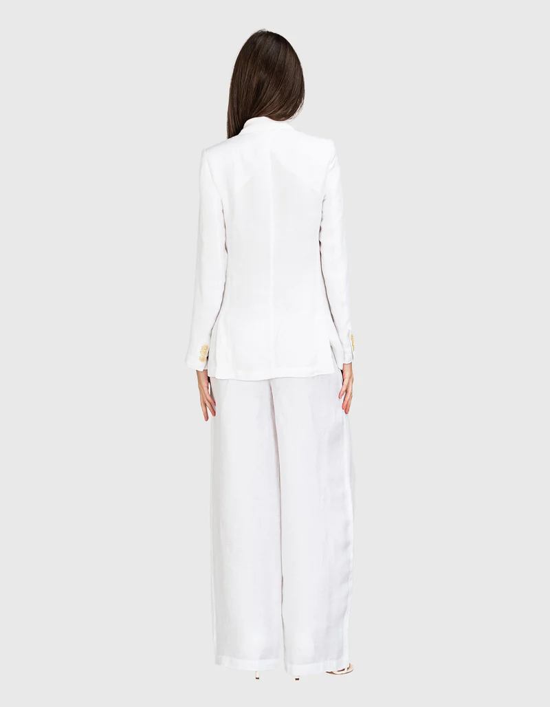 Leinen-Mix Blazer mit Schulterpolstern