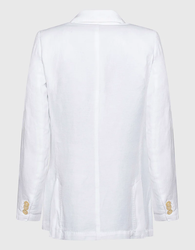 Leinen-Mix Blazer mit Schulterpolstern