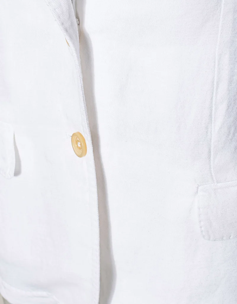 Leinen-Mix Blazer mit Schulterpolstern