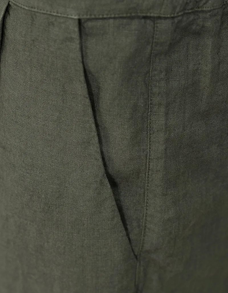 Cropped Leinen Hose mit Eingrifftaschen