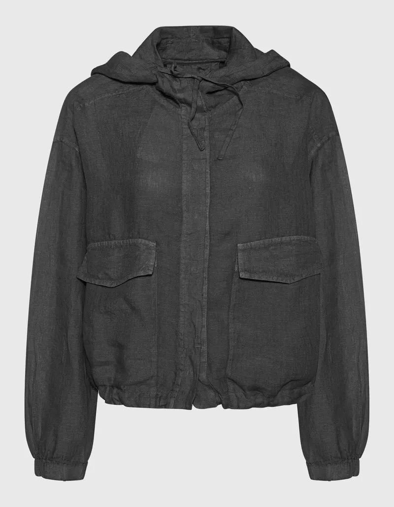 Leinen-Jacke mit Kapuze