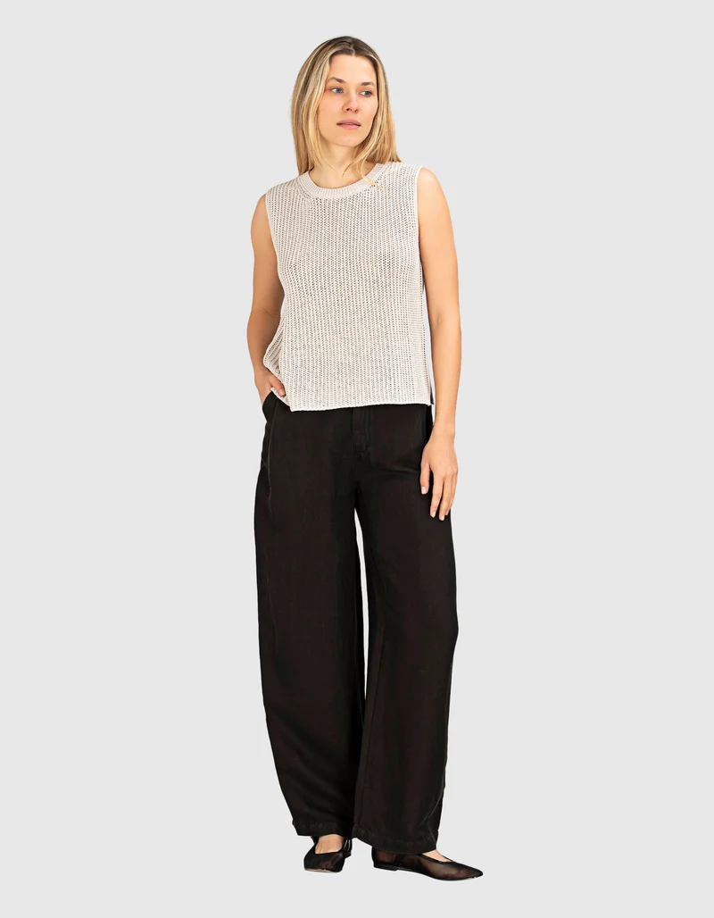 Wide-Leg Leinen-Mix Hose