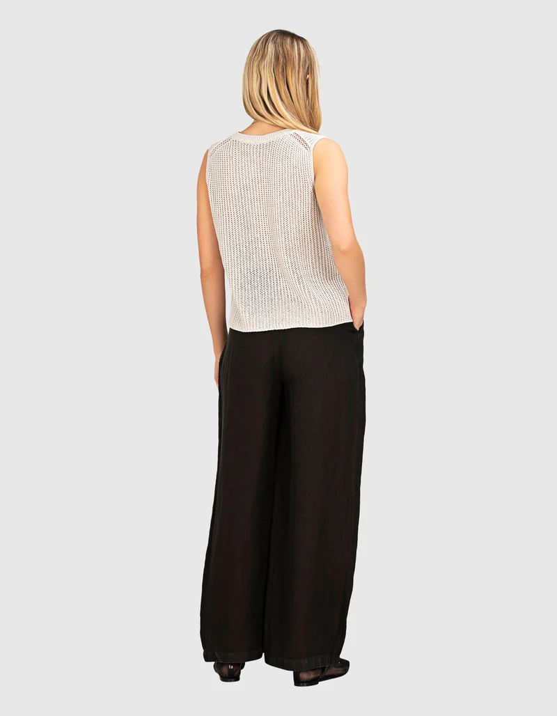 Wide-Leg Leinen-Mix Hose