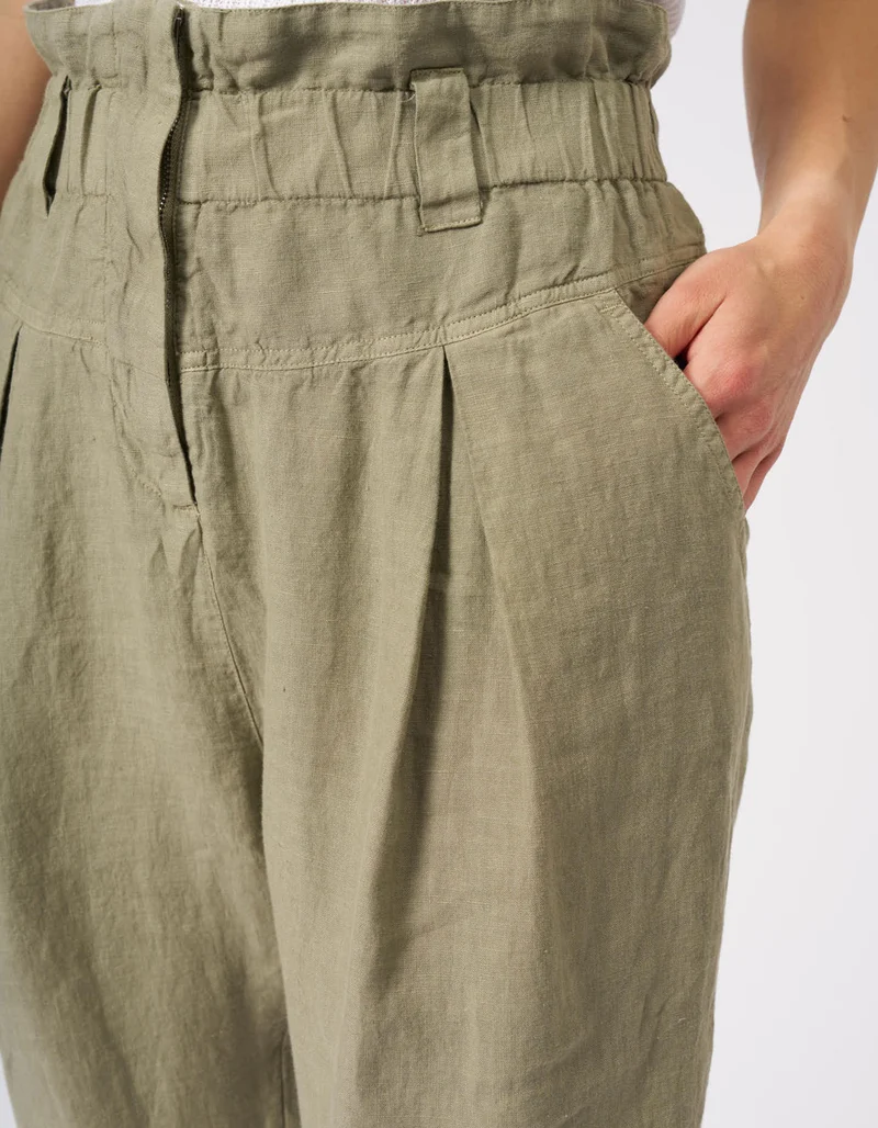 Leinen Paperbag-Hose