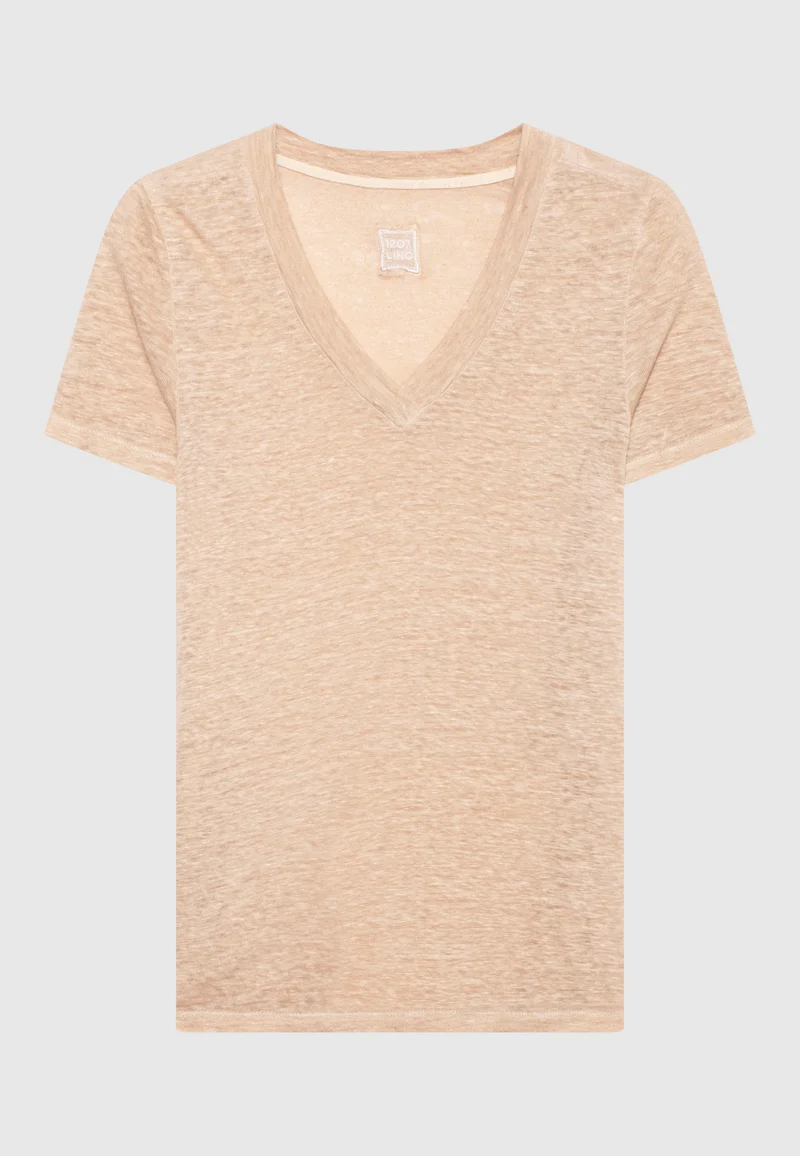 Leinen-Shirt mit V-Ausschnitt