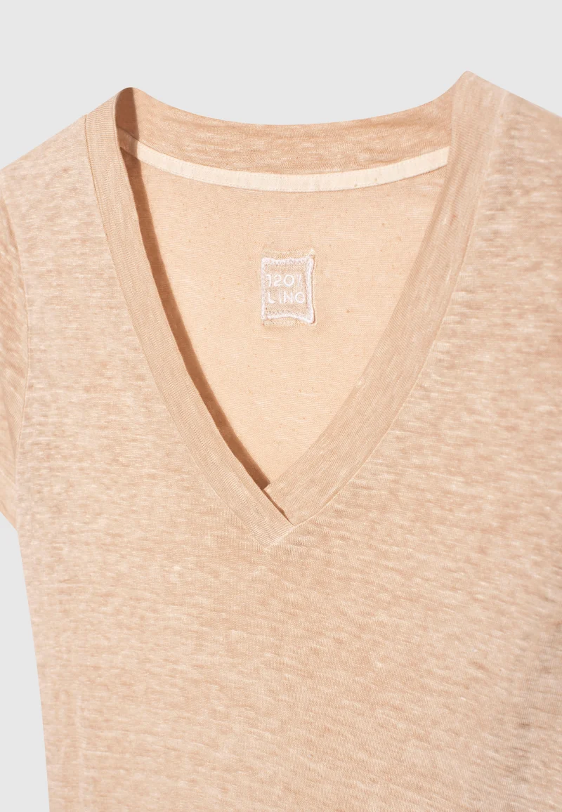 Leinen-Shirt mit V-Ausschnitt