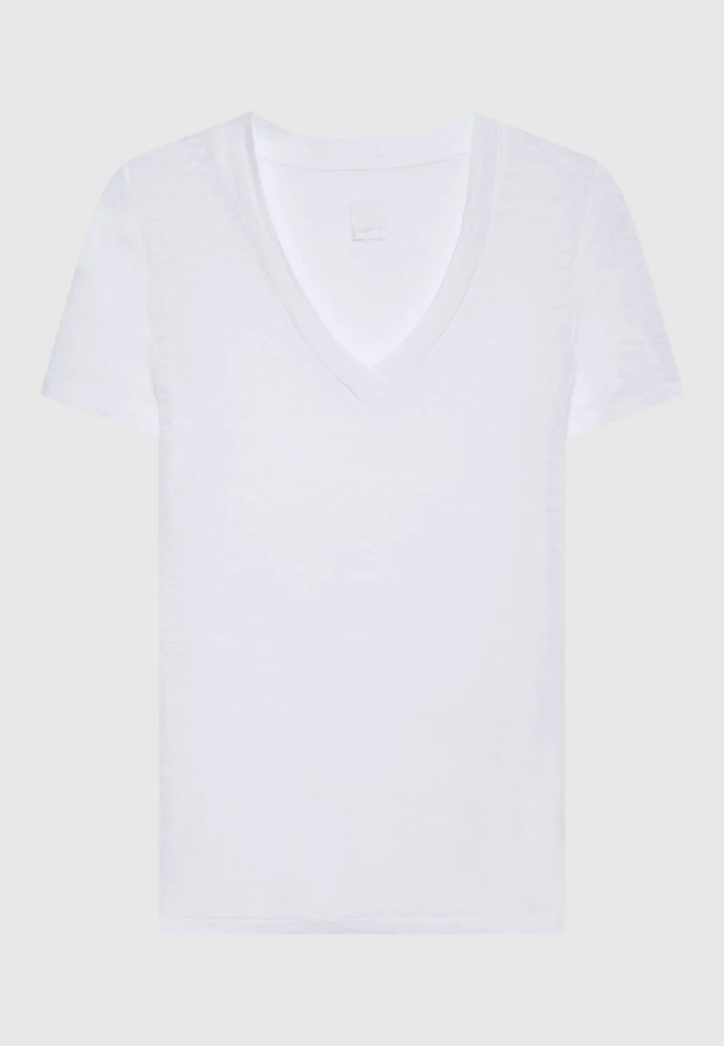 Leinen-Shirt mit V-Ausschnitt