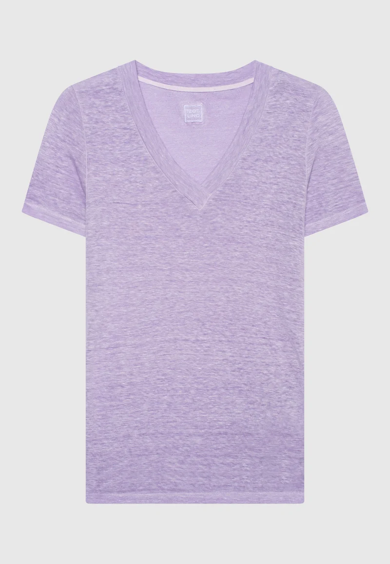 Leinen-Shirt mit V-Ausschnitt