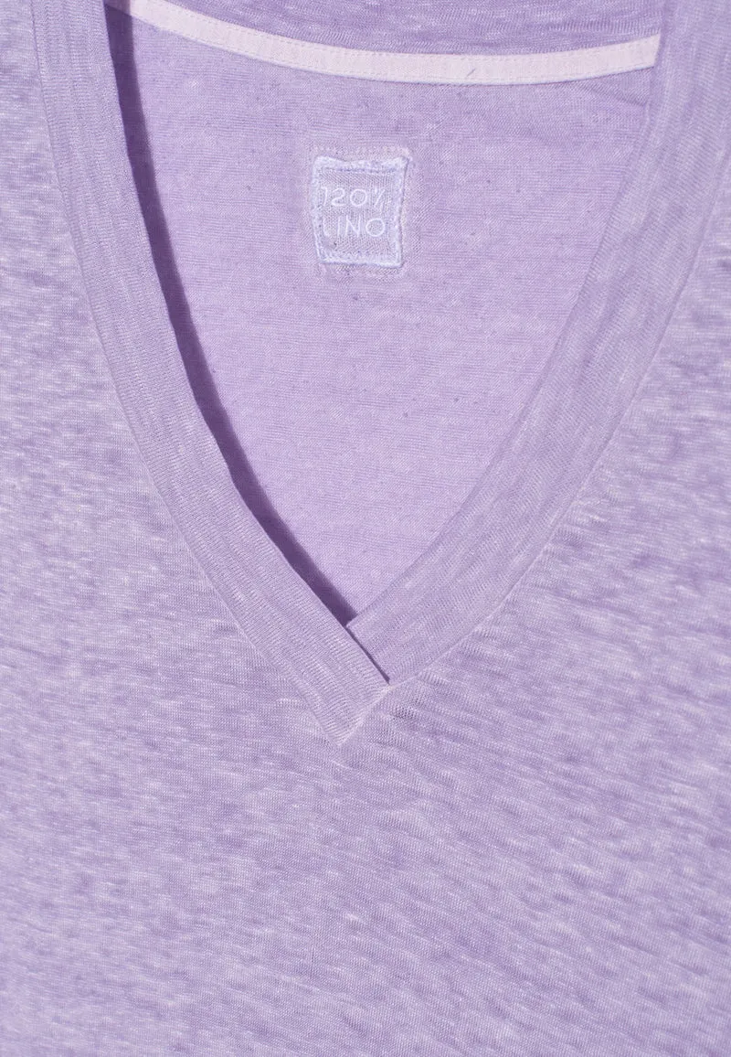 Leinen-Shirt mit V-Ausschnitt