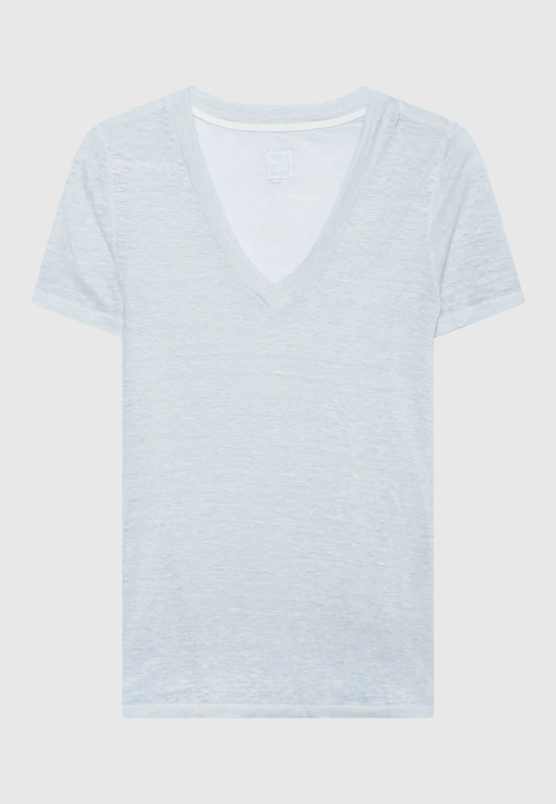Leinen-Shirt mit V-Ausschnitt
