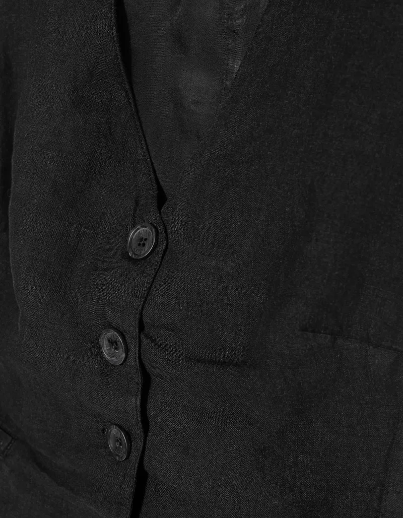 Leinen-Weste mit Binde-Detail