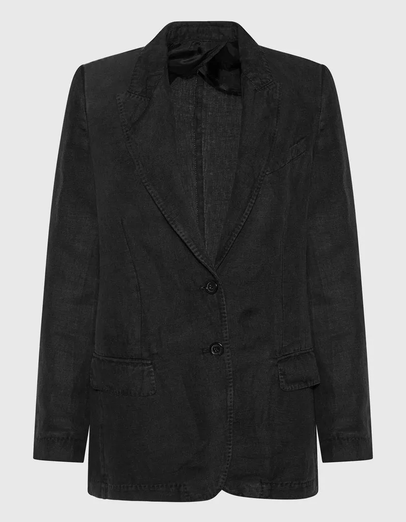 Leinen-Mix Blazer mit Schulterpolstern