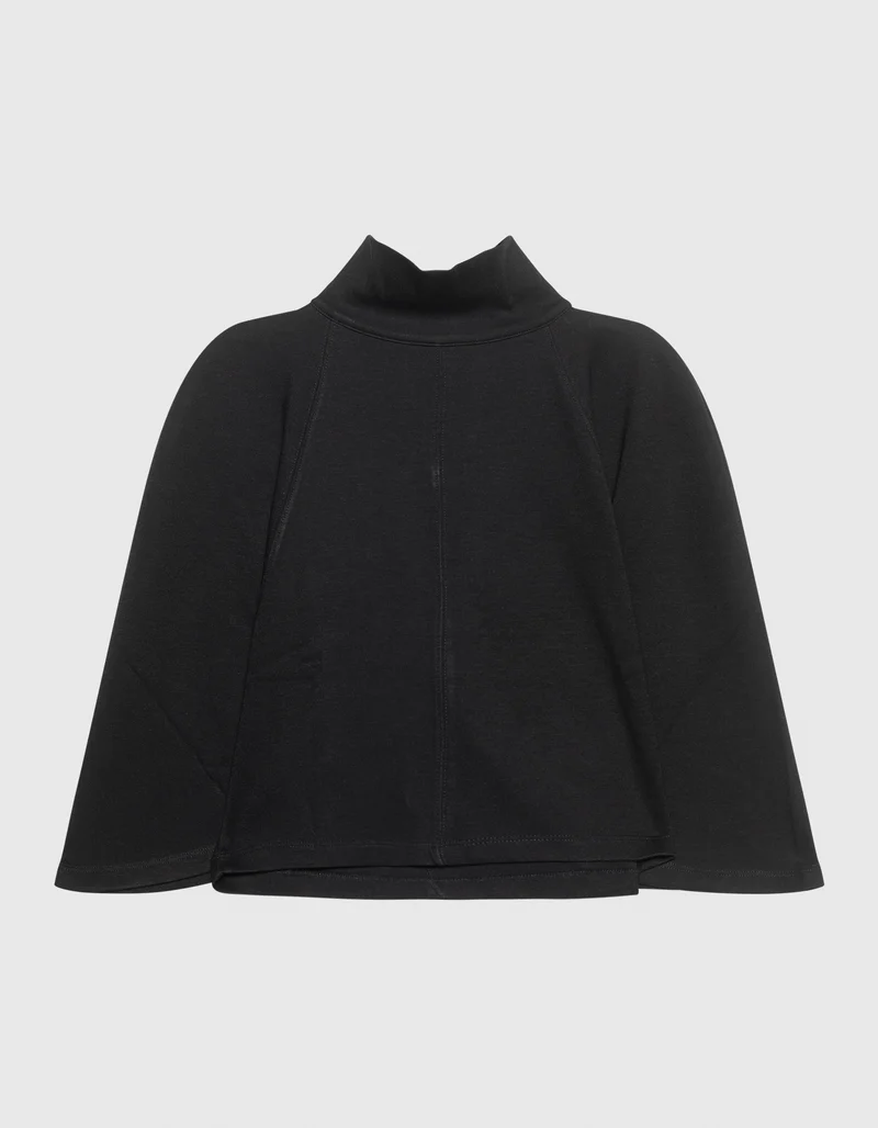 Oversize Cropped Shirt mit Stehkragen und Reißverschluss