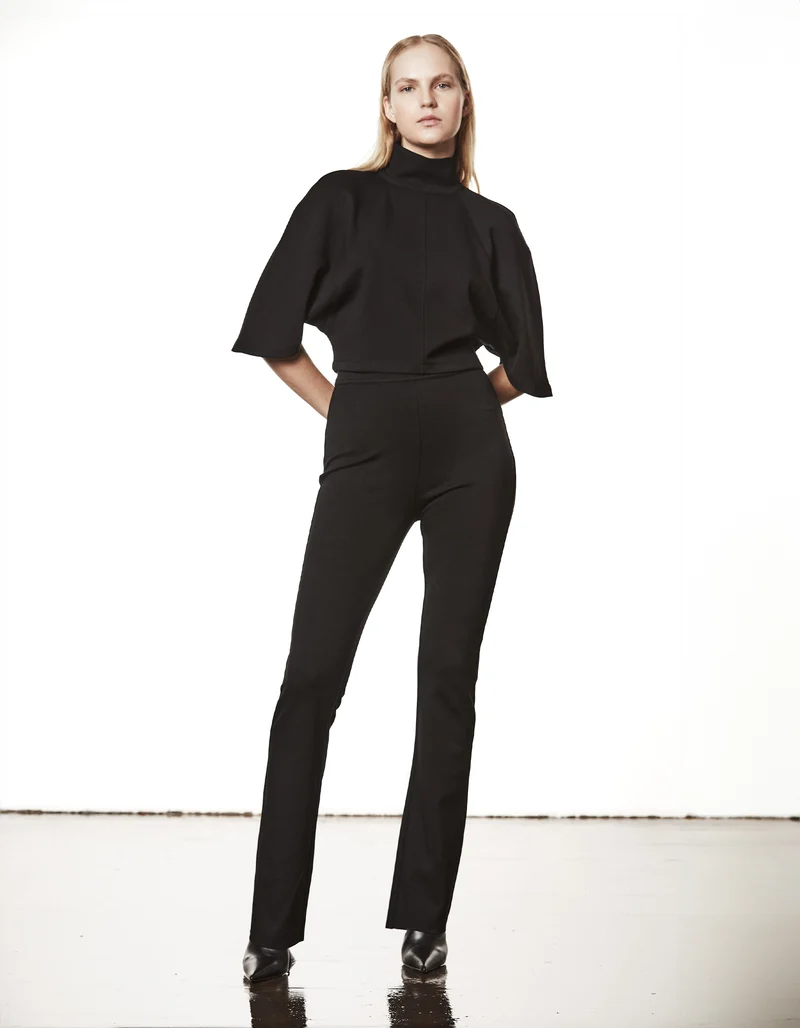 Oversize Cropped Shirt mit Stehkragen und Reißverschluss