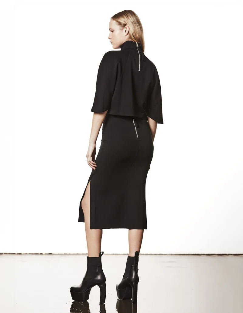 Oversize Cropped Shirt mit Stehkragen und Reißverschluss