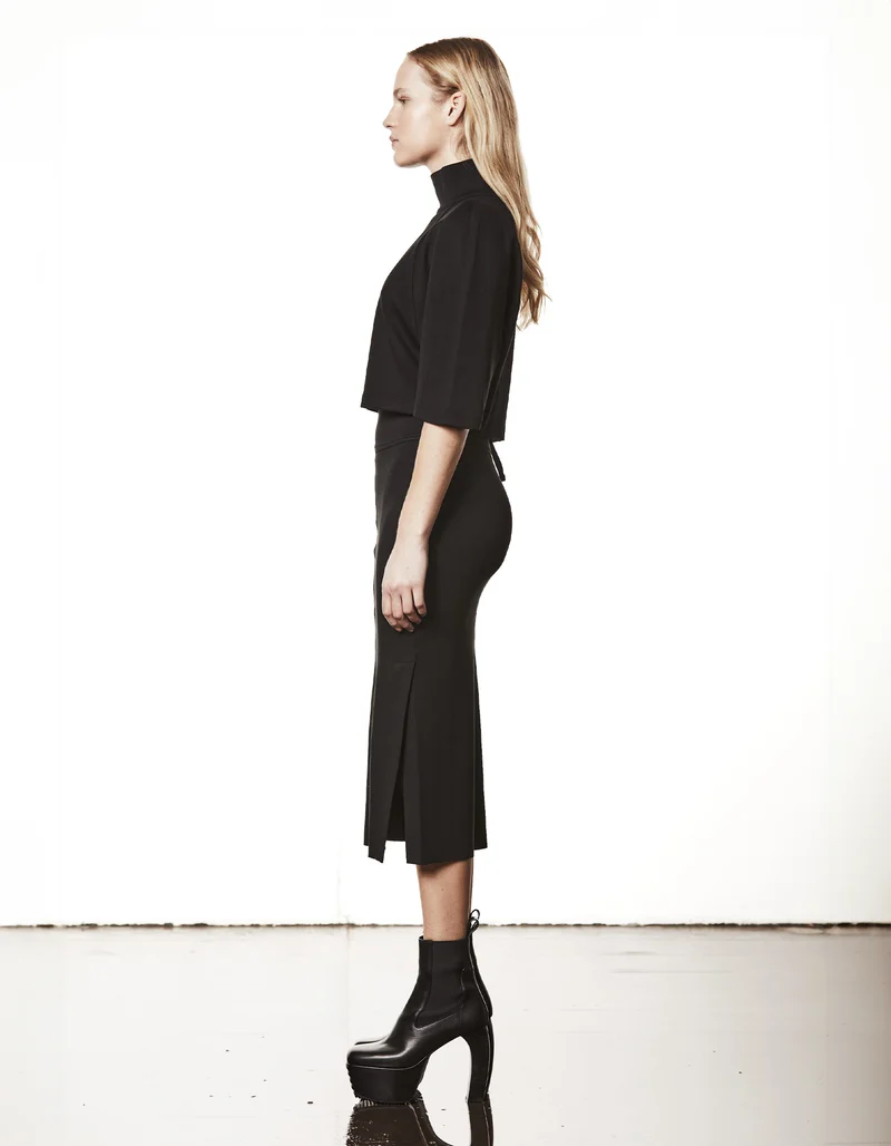 Oversize Cropped Shirt mit Stehkragen und Reißverschluss
