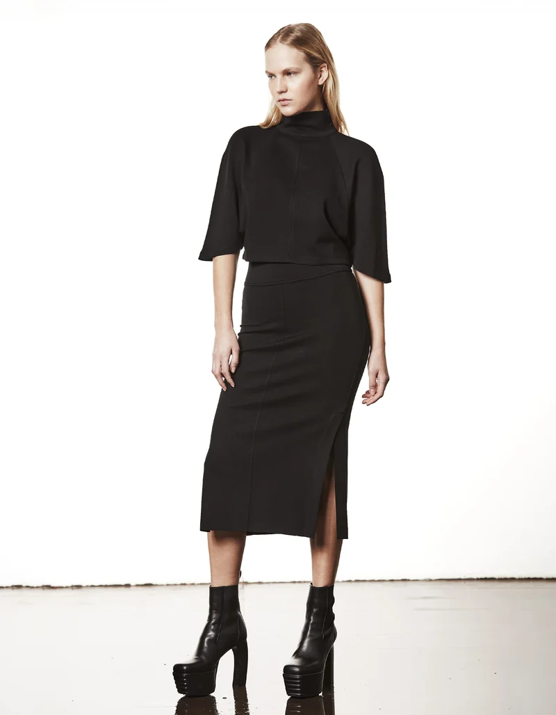 Oversize Cropped Shirt mit Stehkragen und Reißverschluss