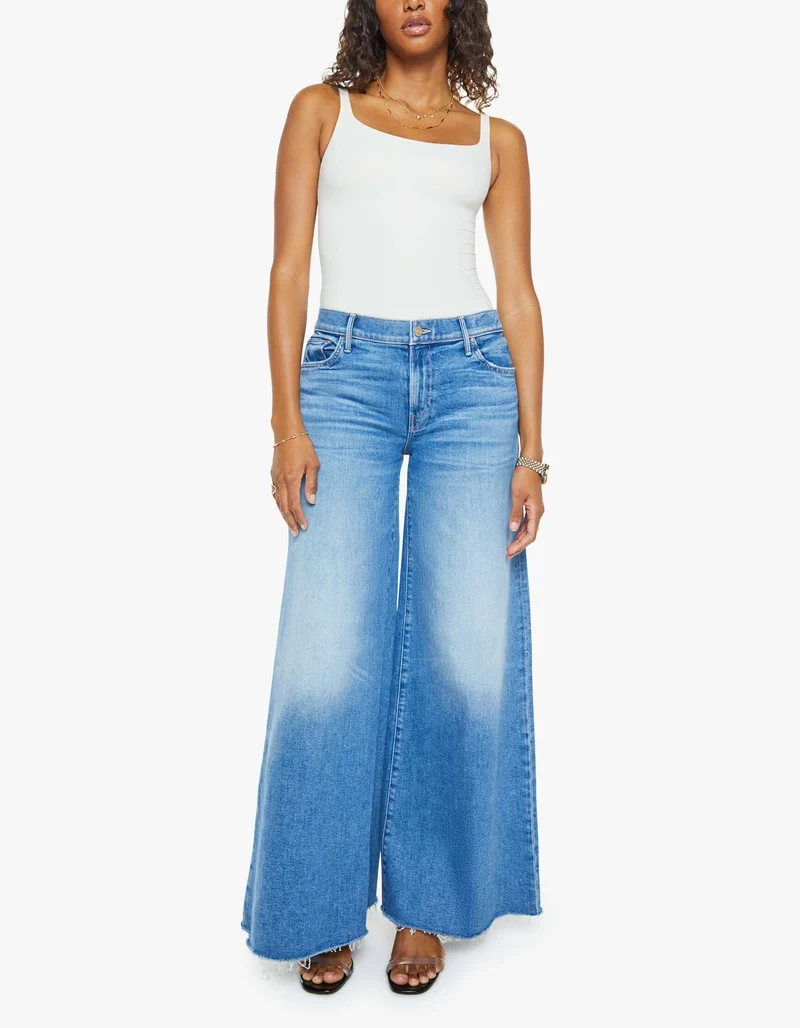 Cropped Wide-Leg Jeans The Swisher Sneak Fray