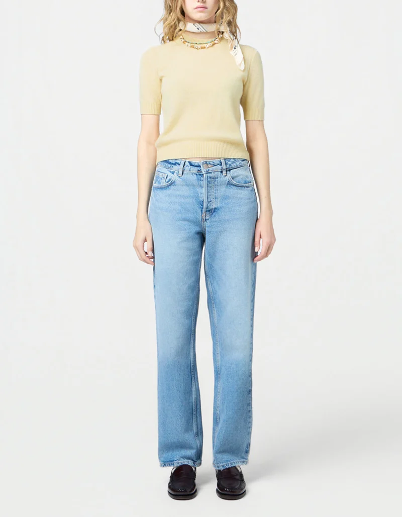 Cropped Kaschmir-Strick T-Shirt