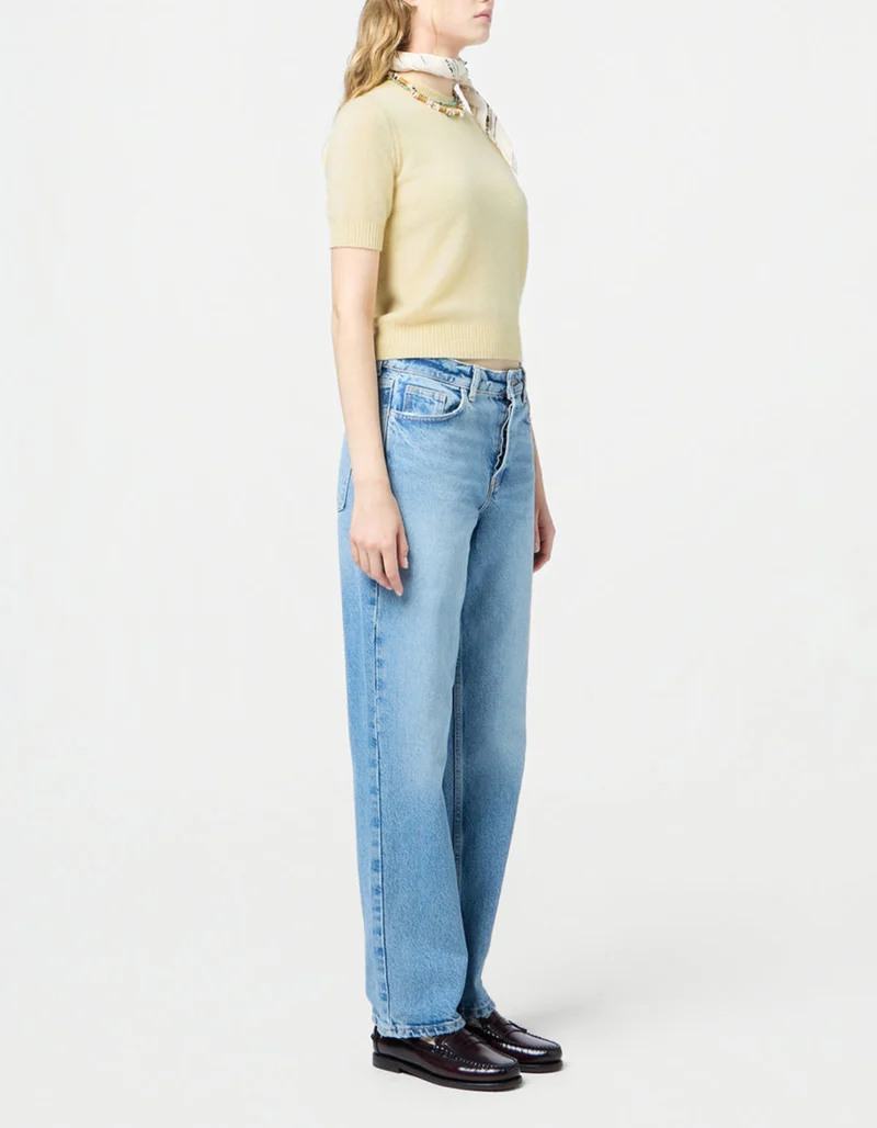 Cropped Kaschmir-Strick T-Shirt