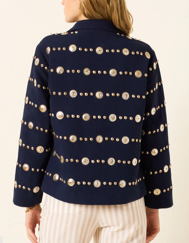 Seiden-Jacke Francis mit bestickten Metall-Details