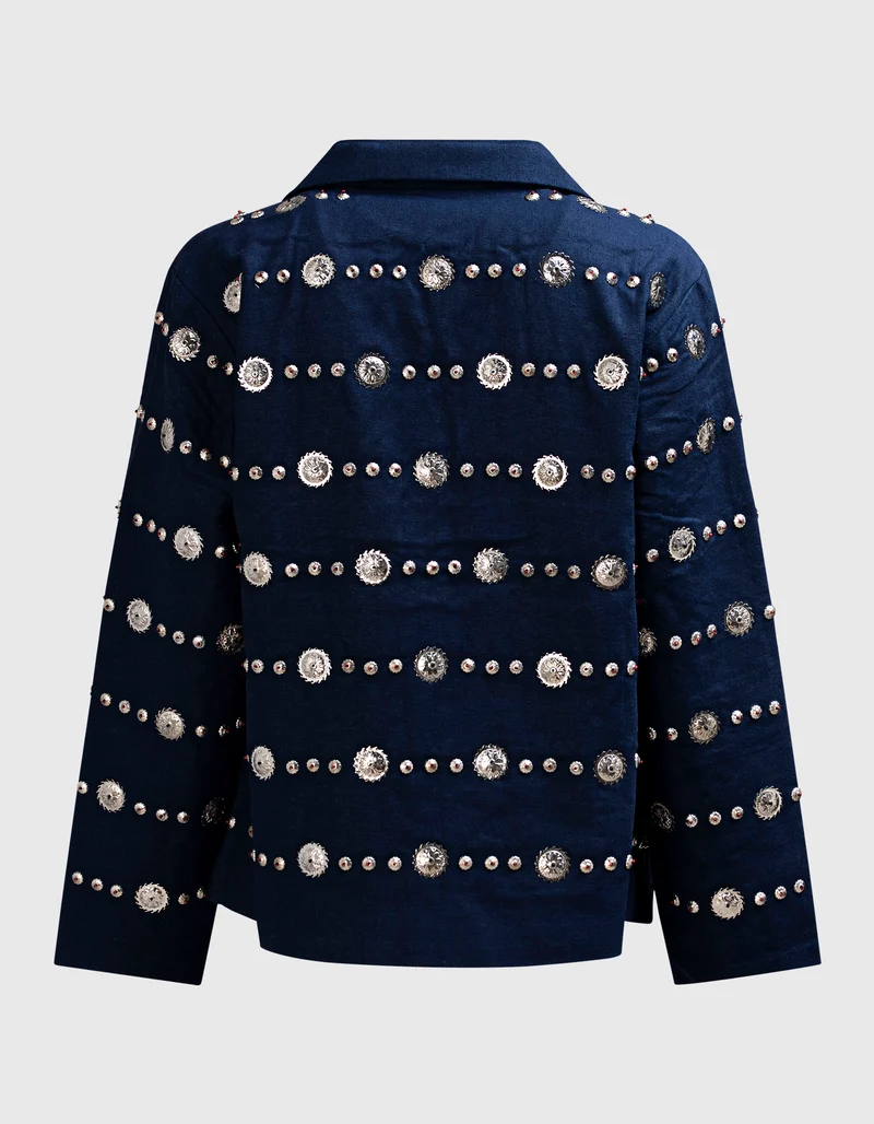 Seiden-Jacke Francis mit bestickten Metall-Details